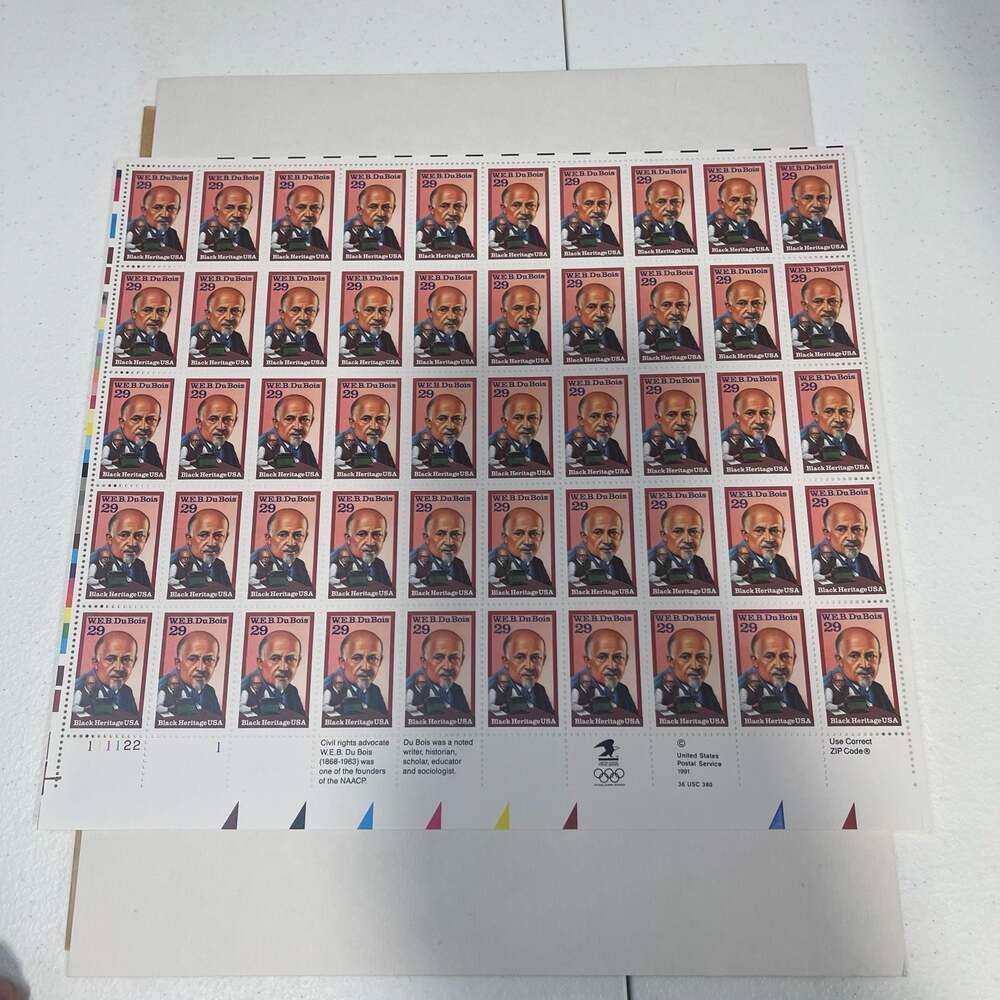 1992 W.E.B. Du Bois Black Heritage 29 Cent Full Sheet of 50 Stamps Scott 2617 MN